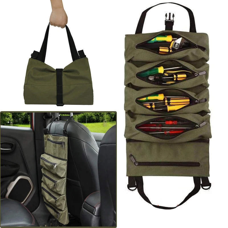 

Roll Up Working Tool Bag Tools Tool Roll Multi-purpose Zipper Tool Carrier Wrench Kit Roll Roll Pouch Bags Hanging Tote Outdoor