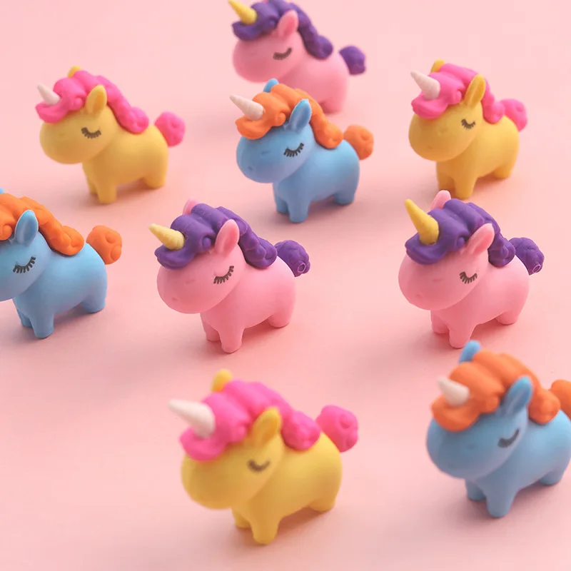 4 pcs/pack Slightly Fat Unicorn Eraser Rubber Eraser Primary Student Prizes Promotional Gift Stationery Supplies