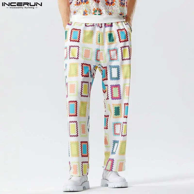 

INCERUN 2023 Men Pants Printing Joggers Streetwear Casual Trousers Men Joggers Loose Drawstring Stylish Leisure Pantalon S-5XL