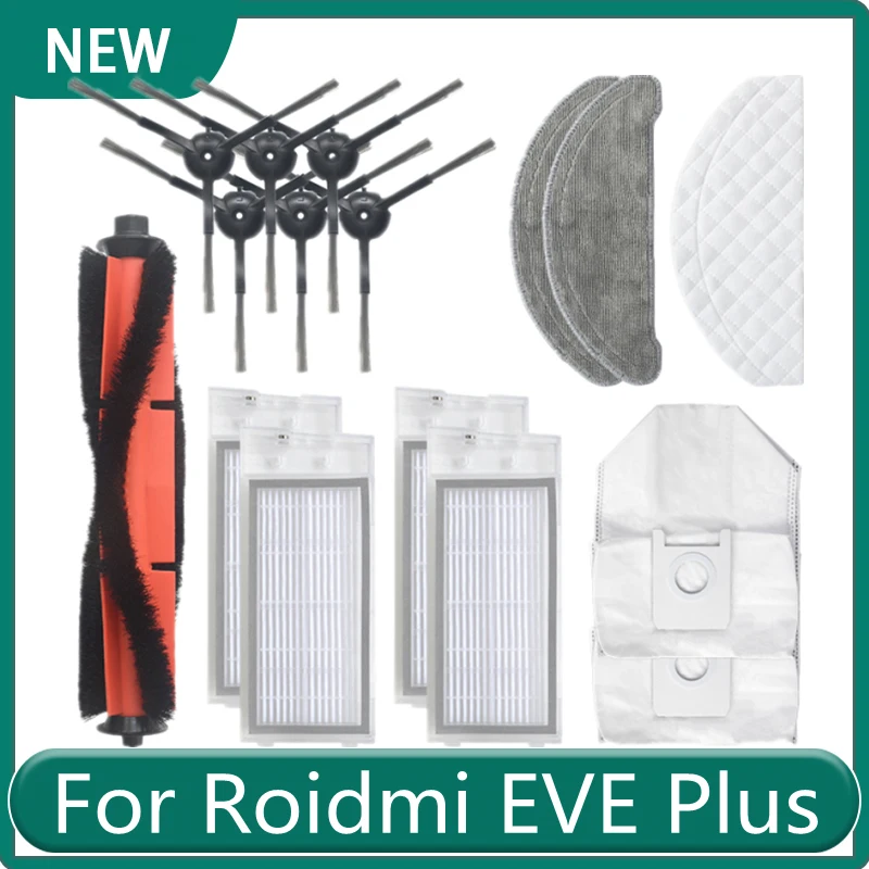 

Для робота-пылесоса Roidmi EVE Plus, основная щетка, фильтр HEPA, боковая щетка, мешок для пыли, швабра, сменная ткань, аксессуары, запчасти