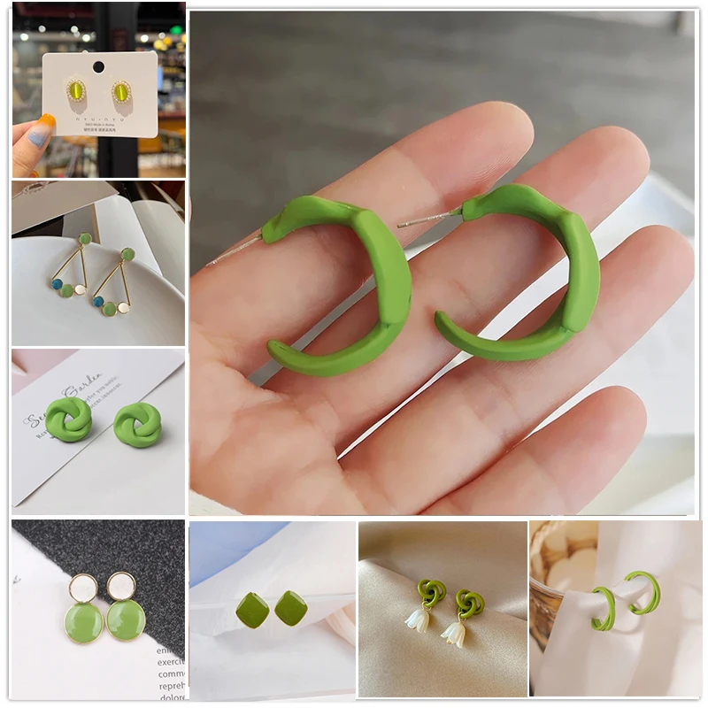 Серьги-капли зеленые металлические guangtuo