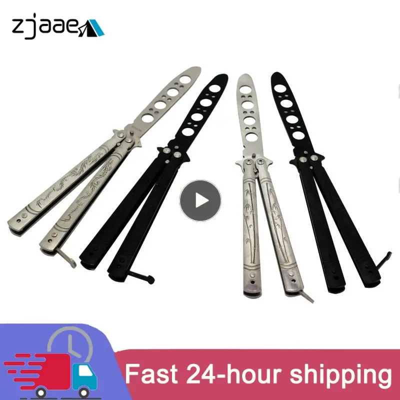 

Stainless Steel Training Butterfly Knife Folding Knife Butterfly Role Play Knife Without Edge Blunt Tool Outdoor Training Tool