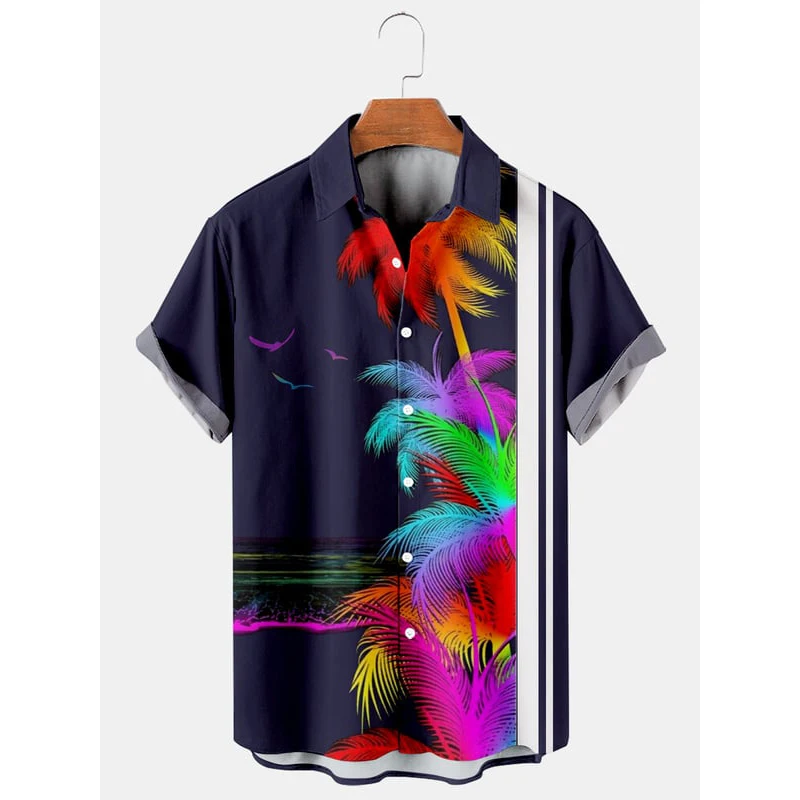 

Badassdude Coconut Tree Printing Men's Casual Short Sleeved Shirt