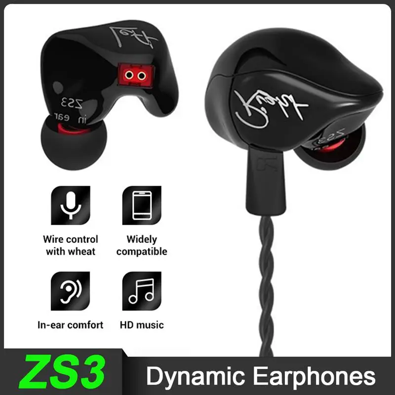 

Наушники-вкладыши KZ ZS3 1DD с шумоподавлением и микрофоном
