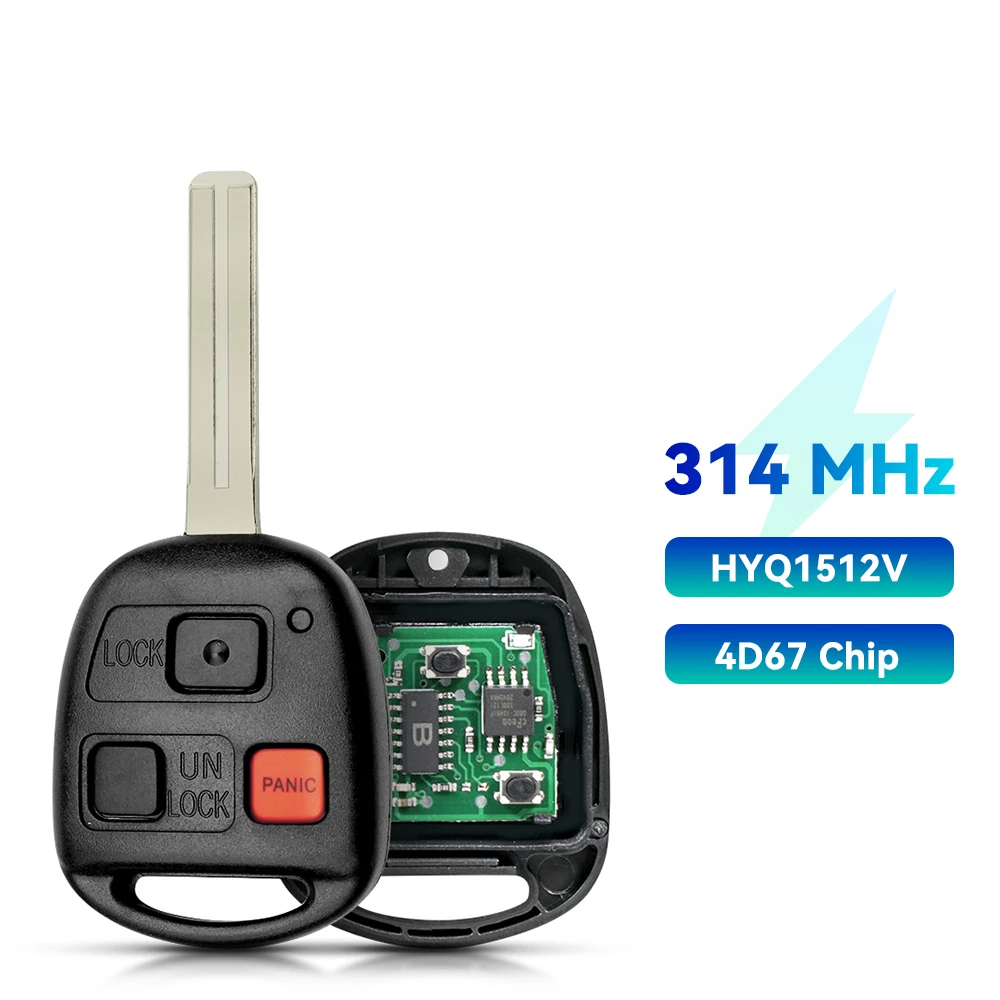 

KEYYOU 314 315 МГц для Lexus GX470 2003-2009 LX470 2003-2007 идентификатор FCC: HYQ1512V Fob 3-кнопочный пульт дистанционного управления автомобильный ключ 4D68 4C Чип
