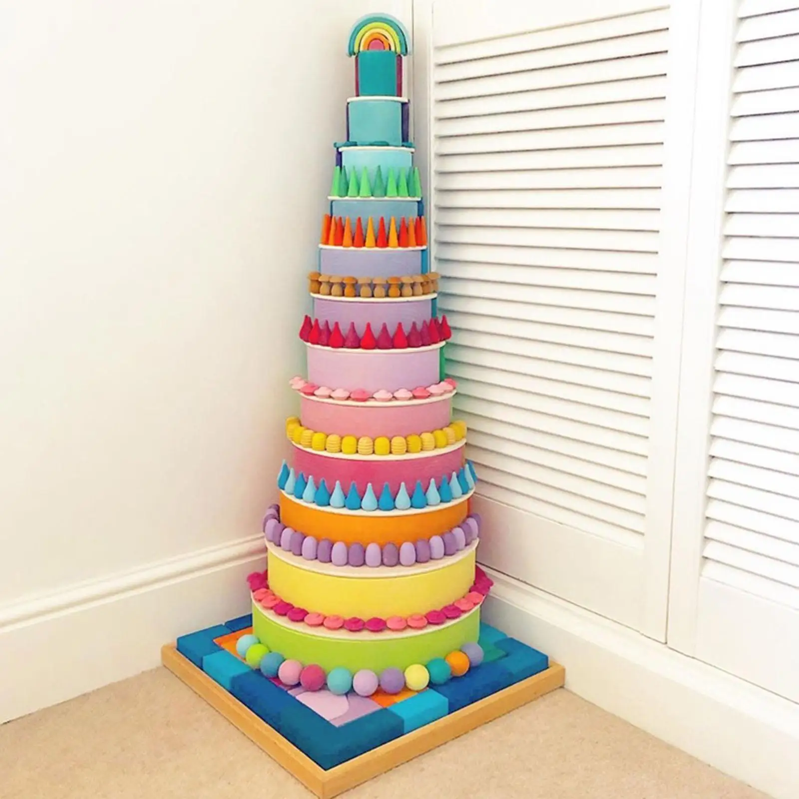 

Rainbow Blocks Loose Parts Educational Stacking Blocks for Toddler Preschool