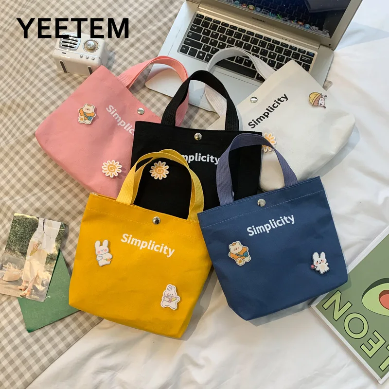 

Модная холщовая маленькая сумка для девочек, милая продуктовая сумка Bento для покупок, новинка 2021, модная женская сумка, сумки