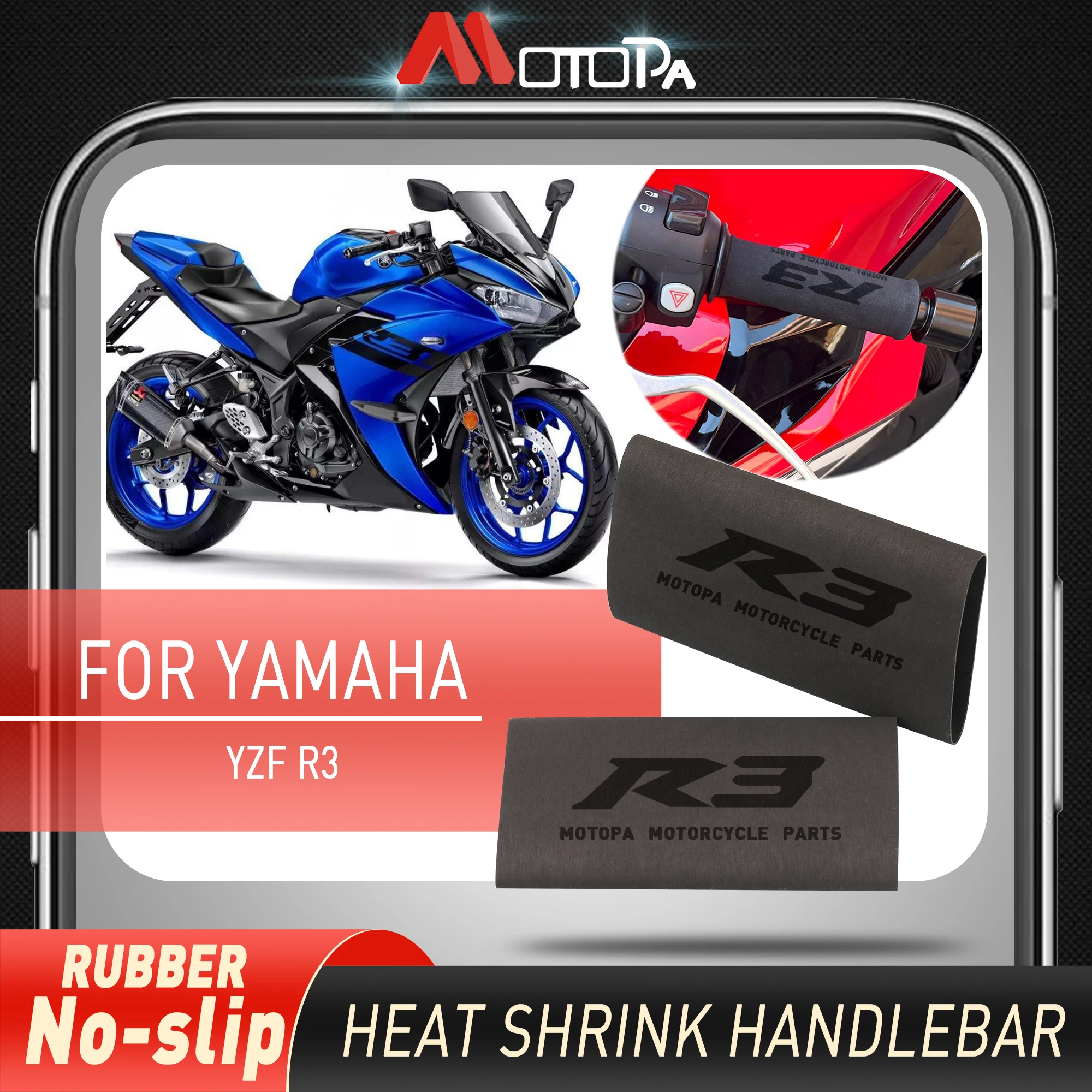 

Мотоциклетные аксессуары MOTOPA для YAMAHA YZF R3 YZFR3 YZF 2017-2023 Нескользящие термоусадочные ручки с логотипом R3