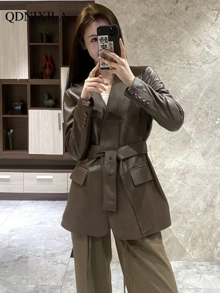 Leather Jacket Women High Imitation Sheepskin Leather Coat New Outerwear Casual Leather Coat Spring Jacket Women Female Jacket