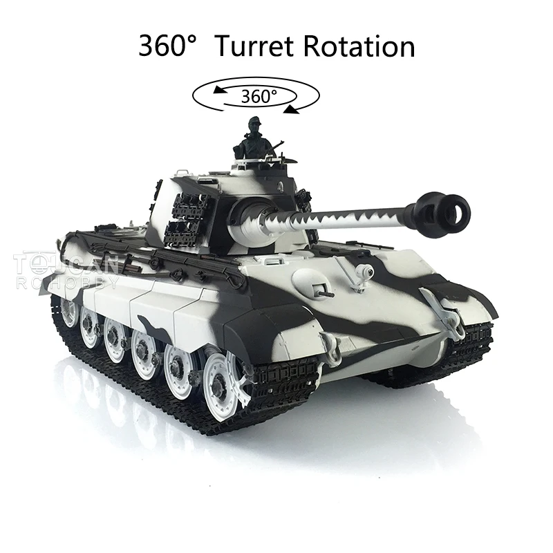 Фото HENG LONG 2.4G 1/16 7.0 Пластиковый немецкий танк King Tiger RTR RC 3888A 360 °   Вращающийся курительный блок, BB-пеллет, игрушка №1