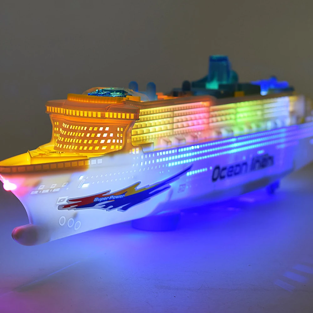 

Electric Cruise Ship Model with Light Music Plastic Automatic Steering Boat Toy Ship Toys Flash Light Sound Boat Toys Decoration