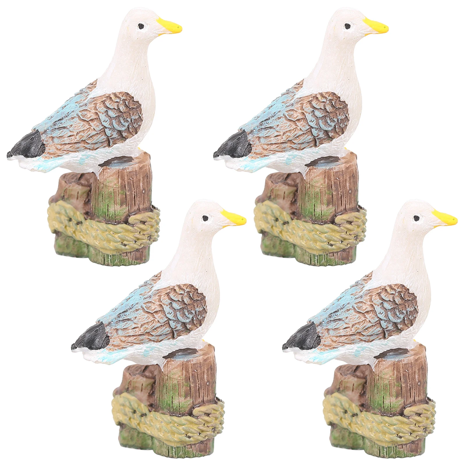 

4 Pcs Little Seagull Little Critters Toys Seagull Nature Model Small Table Desk Bird Resin Miniature Bird Figurines Child