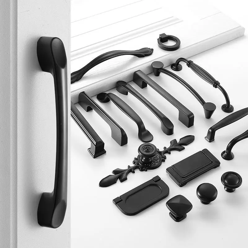 

Black furniture handles for tiradores para armarios y cajones Furniture Cabinet Knobs and Handle Kitchen Drawer Pulls Cupboard