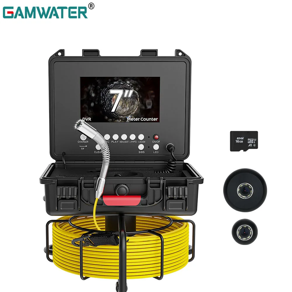 

DVR Pipe Inspection Camera 7" Meter Counter IP68 17MM/23MM (WIFI) Drain Sewer Pipeline Industrial Endoscope With 16G Card