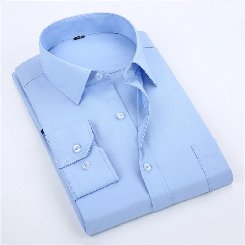 2016 New Arrival Men Casual Shirts Men's Fashion Pure Color Slim Fit Cotton Long Sleeve Turn-down Collar Shirt Size XS- 5XL M001