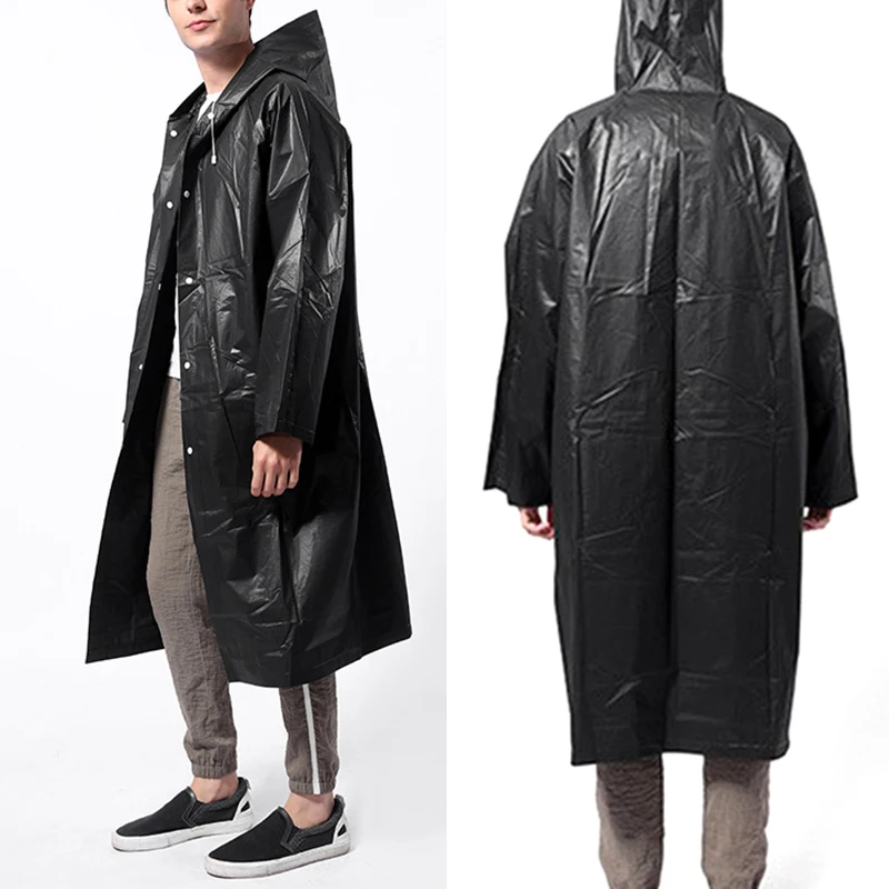 

High Quality EVA Unisex Raincoat Thickened Waterproof Rain Coat Women Men Black Camping Waterproof Rainwear Suit