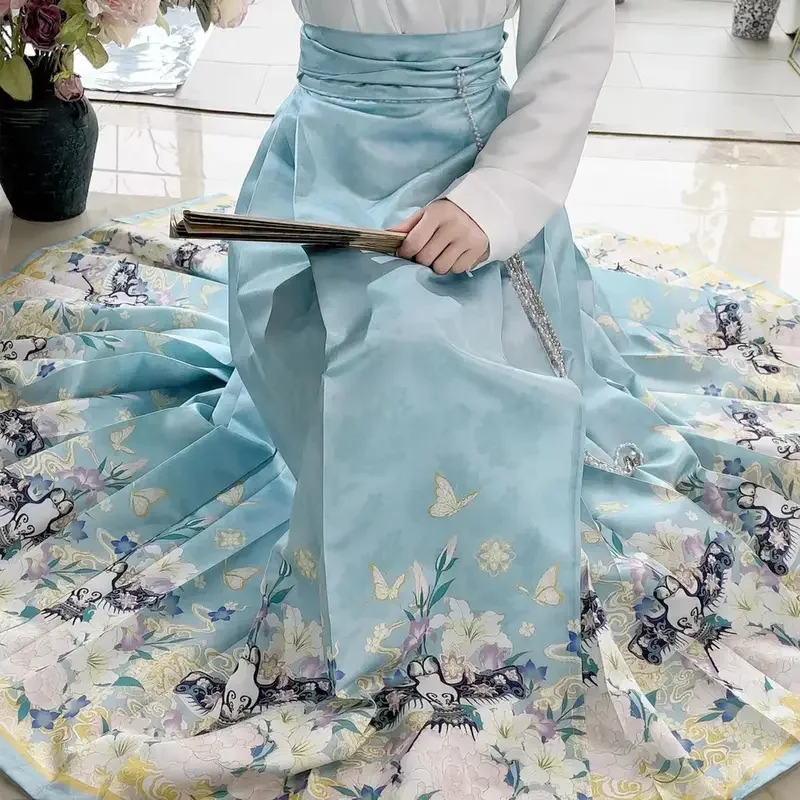 Розово-белая юбка Hanfu с изображением лошади оригинальное традиционное женское