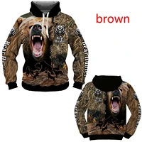 newest bear hunting camo 3d printed hoodies unisex harajuku fashion casual streetwear hunter hooded sweatshirt