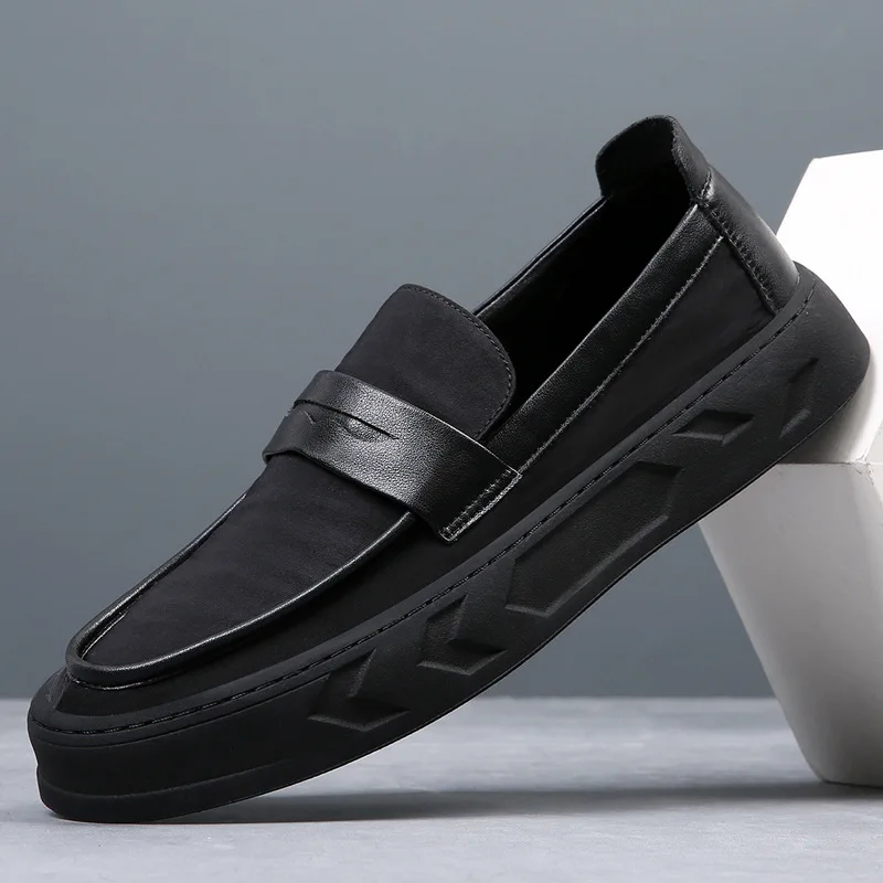 

мужские лоферы мужские летние туфли туфли мужские обувь классика мужская мужские кожанные ботинки Лоферы мужские с круглым носком, дышащие повседневные Нескользящие, удобная обувь на толстой подошве для вождения