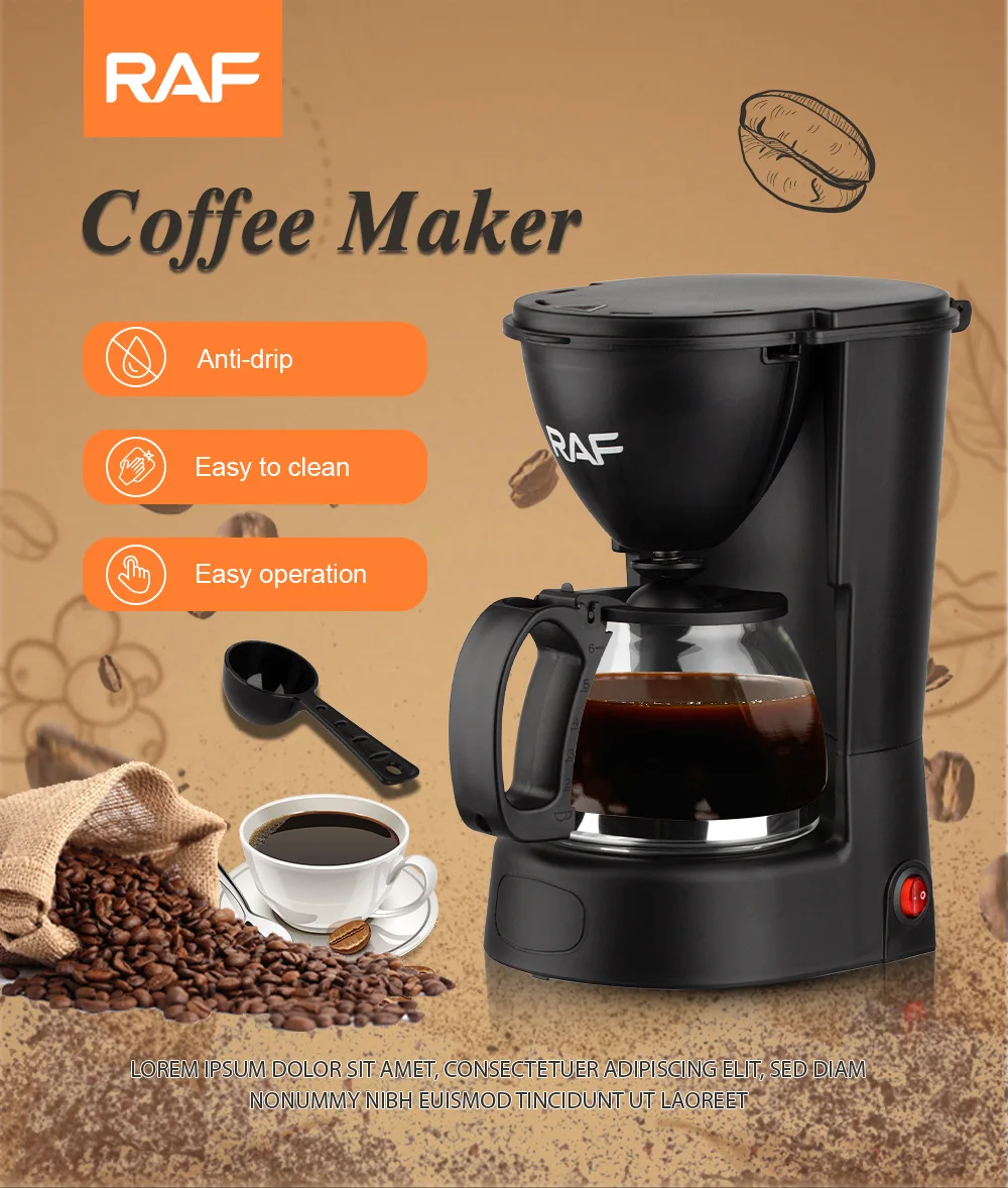 

Cafeteira Eletrica Drip Coffee Maker Keep Warm Italian 650W Household Milk Pot Machine 750ML 5-10 Cup for Gift Home and Office