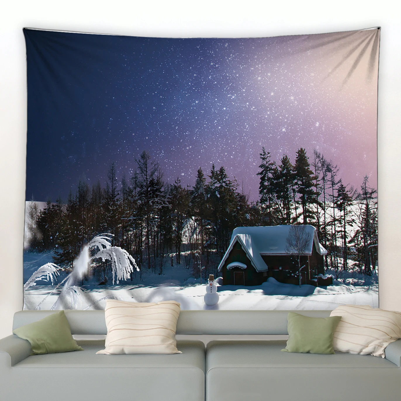 

3D Winter Forest Tapestry White Snow Trees Natural Landscape Tapestry Modern Scenery Home Living Room Dorm Decor Wall Hanging