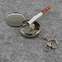 1pcs mini cigarette ashtray with key chain smoking accessories stainless steel portable cigarette supplies