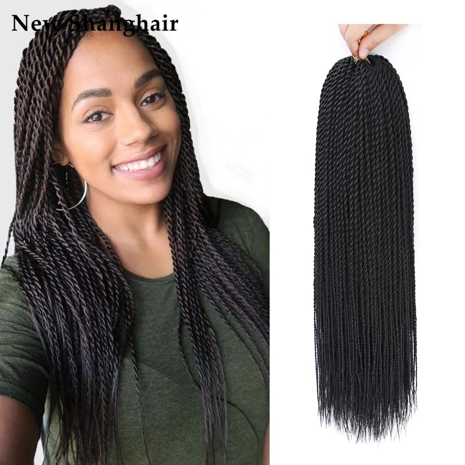 

Senegalese Twist Crochet Hair for Black Women 30 Strands/Pack Crochet Hair Pre Lopped Twist Braid Hair with Natural Ends NS23