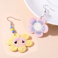 lovely colorful velvet spring flowers earrings for women new design female dangle earrings handmade jewelry earrings