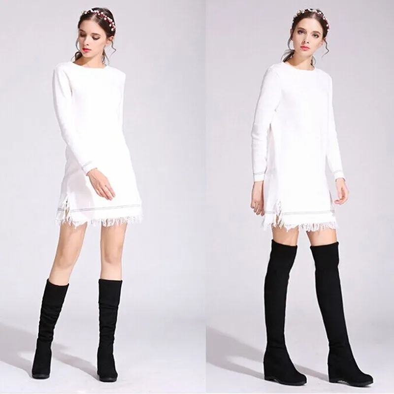 

Женские эластичные сапоги выше колена, черные облегающие сапоги из флока на высоком каблуке, высокие сапоги до бедра на танкетке, Осень-зима...