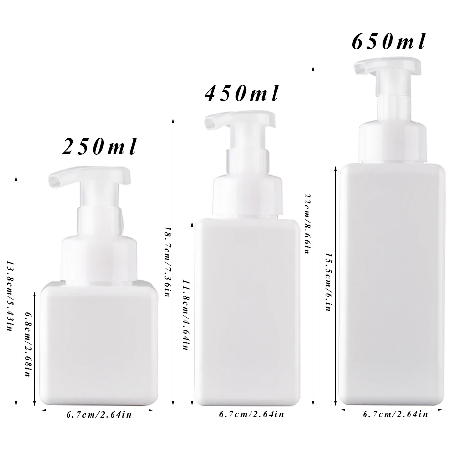

Квадратный пластиковый дозатор пены 250/450/650 мл
