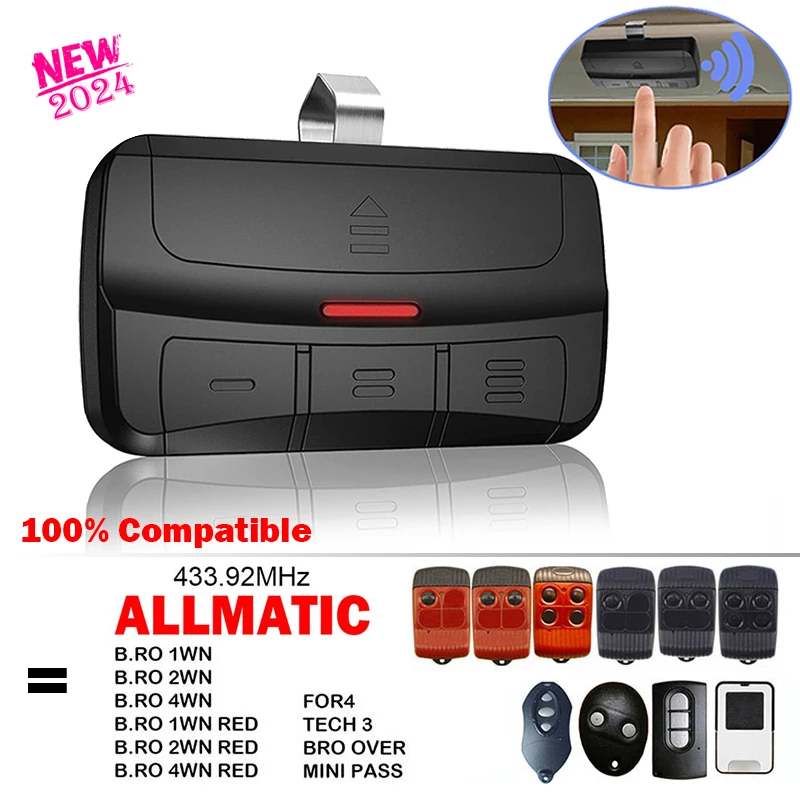 100% замена ALLMATIC B.RO OVER 1WN 2WN 4WN красный FOR4 TECH 3 MINI PASS 433 92 МГц пульт дистанционного