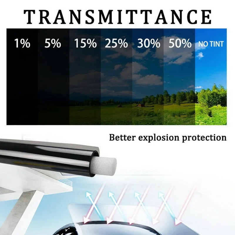 1 Roll 50x300cm 1/5/15/25/35/50 Percent VLT Window Tint Film Car Glass Sticker Sun Shade Film Summer UVProtctor Car Sticker Film