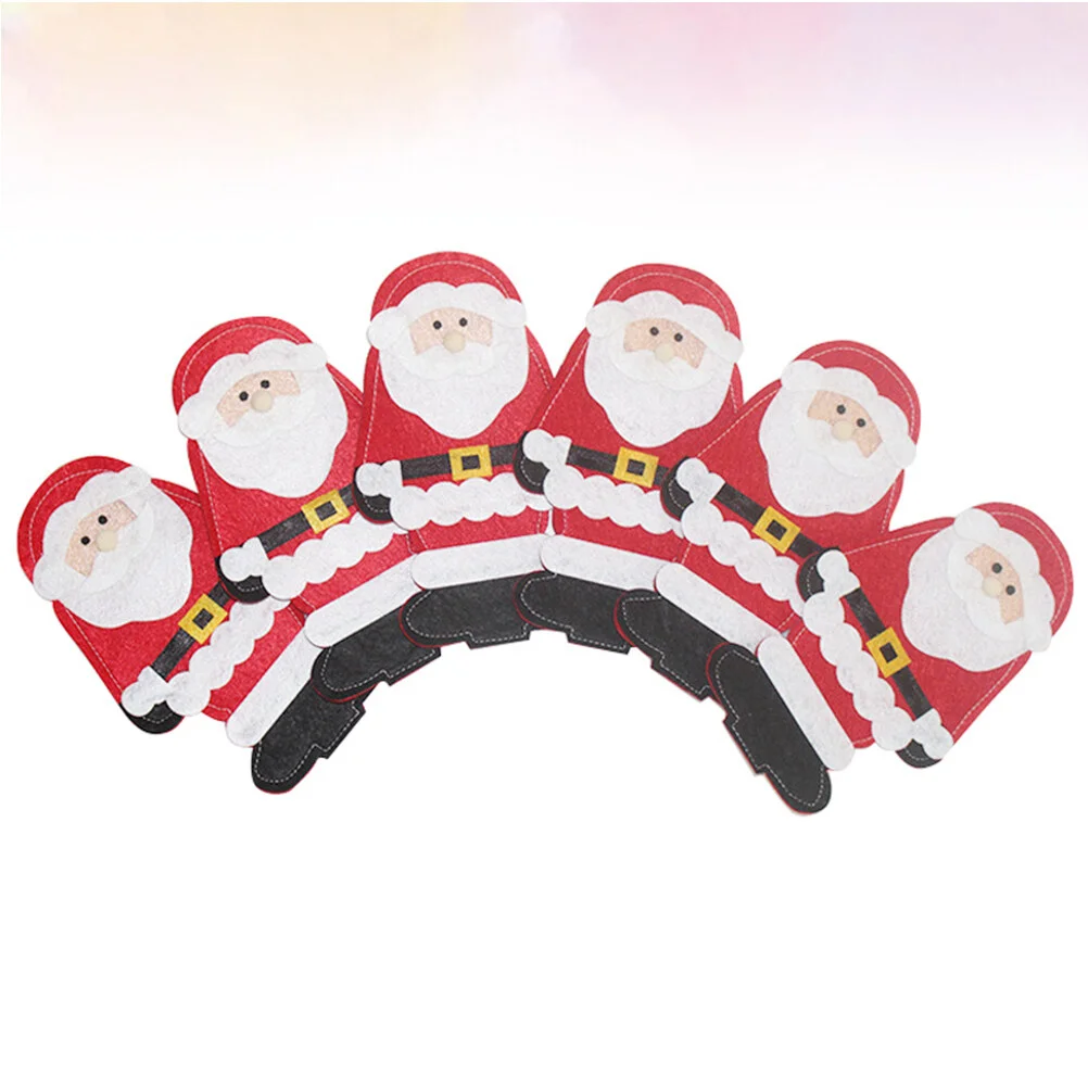 

6pcs Christmas Cutting Tool and Fork Bags Santa Tableware Holder Party Tableware Cover