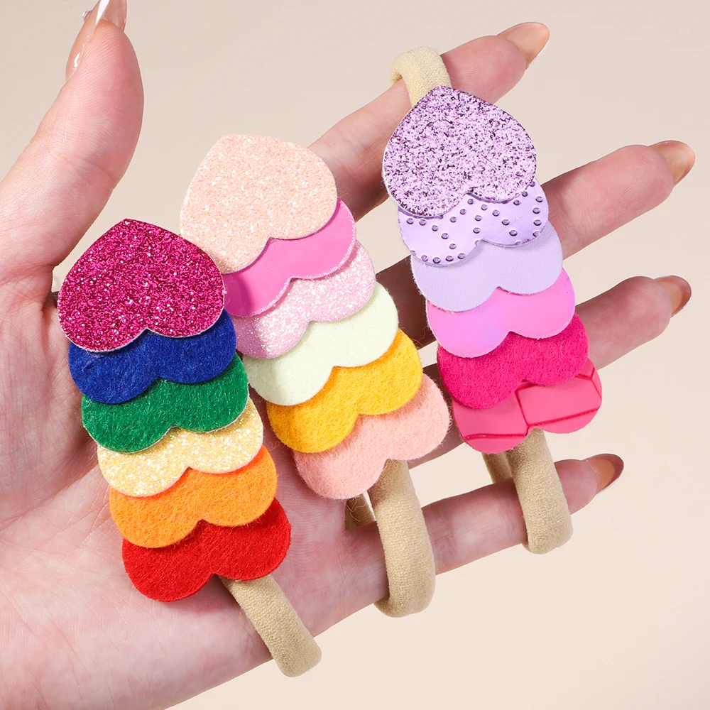 

1Piece Sweet Heart Glitter Baby Headband Newborn Nylon Elastic Hair Bands Toddler Headbands Hairbands Headwear Kids Accessories
