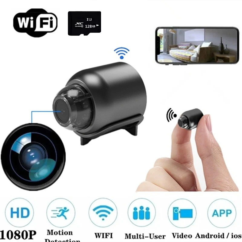 

Мини-камера Wi-Fi Умный дом Небольшое дистанционное наблюдение 1080P HD Скрытая IP-камера Широкоугольный угол обзора 160 ° Распознавание лиц Мобиль...