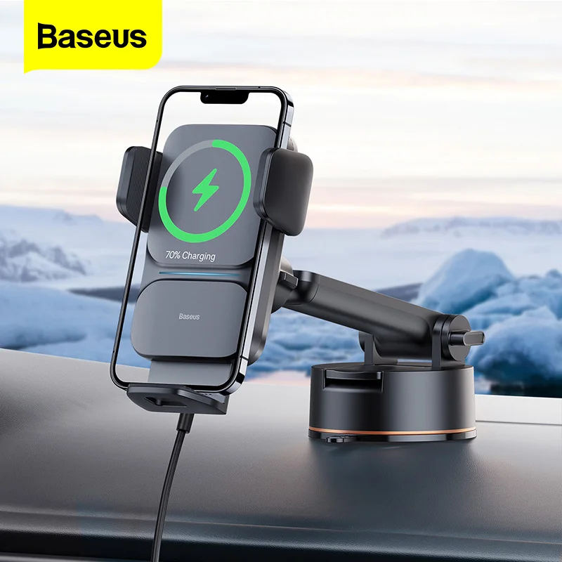 

Baseus Car Wireless Phone Charger Holder Stand Qi 15W Fast Charge Phone GPS Support Air Vent Mount For iPhone 14 13 Pro Max Plus