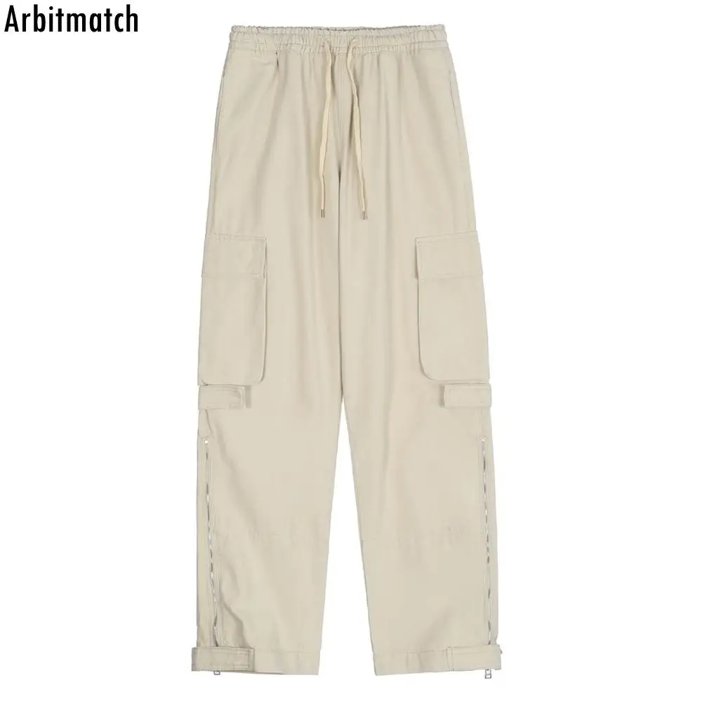 

Arbitmatch 2022 уличная одежда мужские брюки повседневные большие карманы на молнии Брюки карго Хай-стрит хлопковые прямые мужские модные брюки