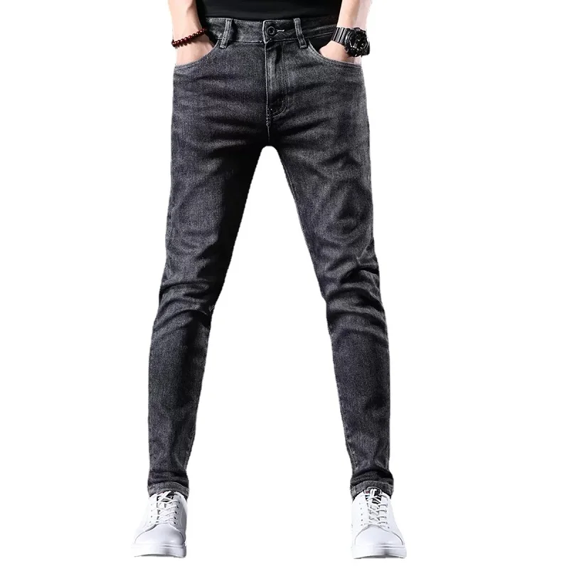 Autumn Black Gray Jeans Men Casual Slim Fit Pencil Pants Fashion Korean Style Denim Trousers CP2175