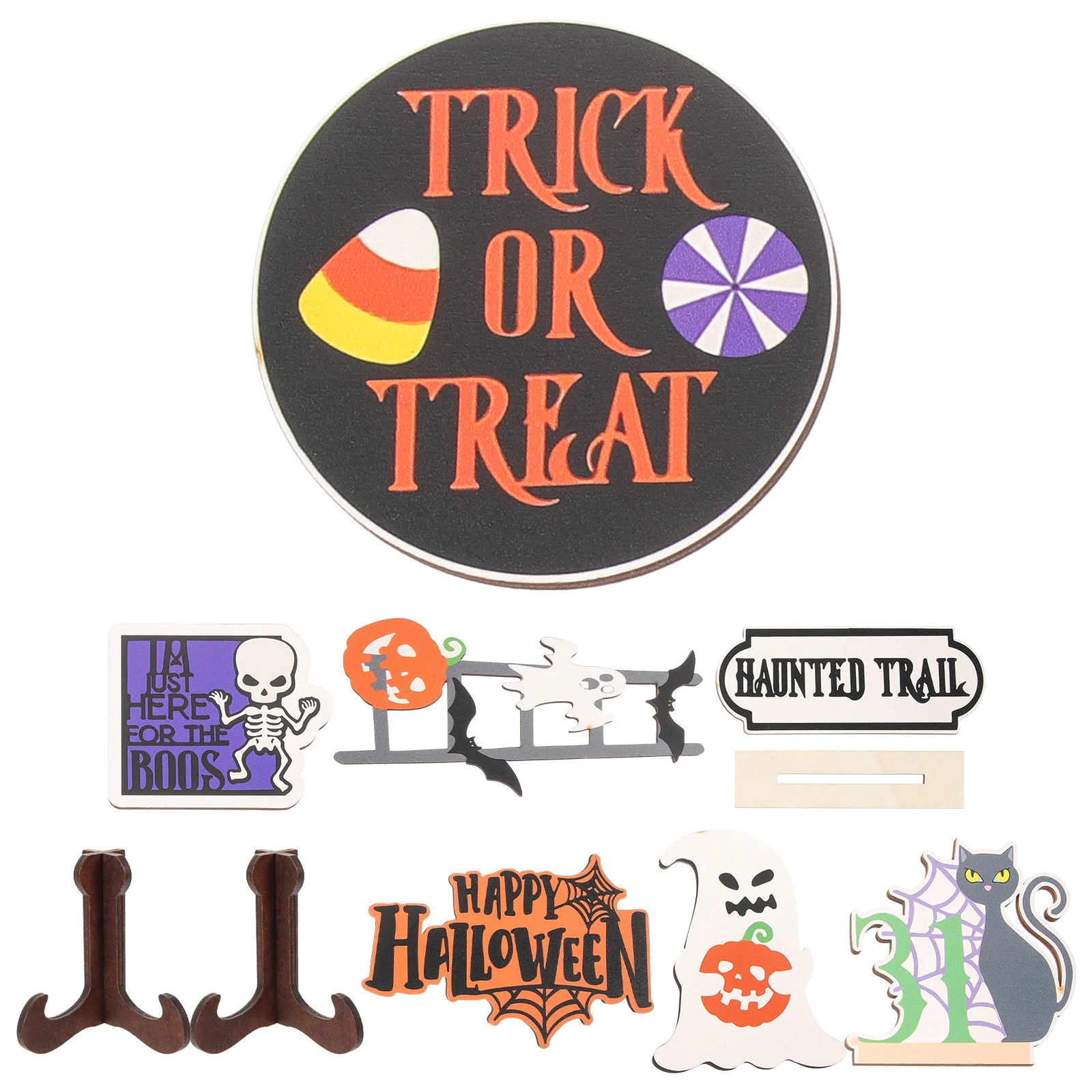 

Signs Party Halloween Supplies Ornaments Tabletop Decor Dining Wooden Tray Decors Tiered Adornments For Decorations