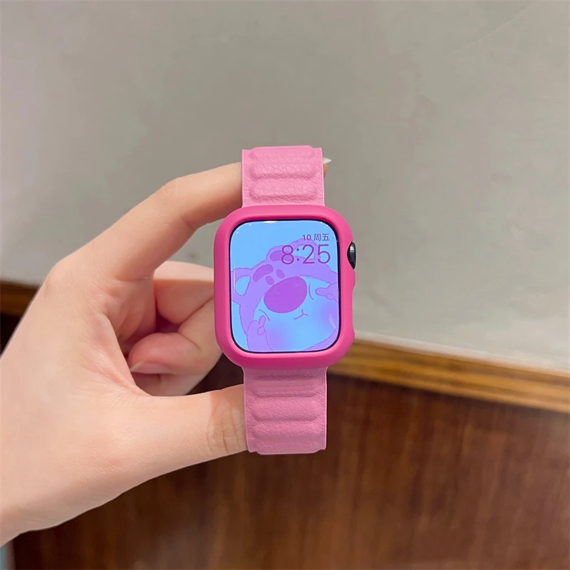 

Кожаный ремешок для Apple watch Ultra band 49 мм 44 40 мм 42 мм, оригинальный браслет с магнитной петлей для iWatch Series 8 7 6 SE 5 4 45 мм 41 мм