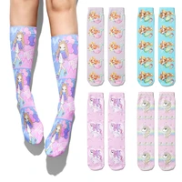 colorful candy color girly print ladies long socks harajuku fashion creative middle tube socks cute charming party gift socks