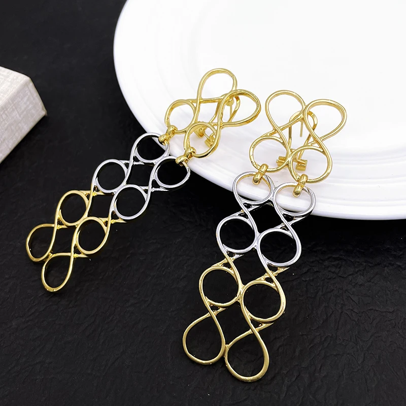 Женские серьги с покрытием из 18-каратного золота золотистые большого размера