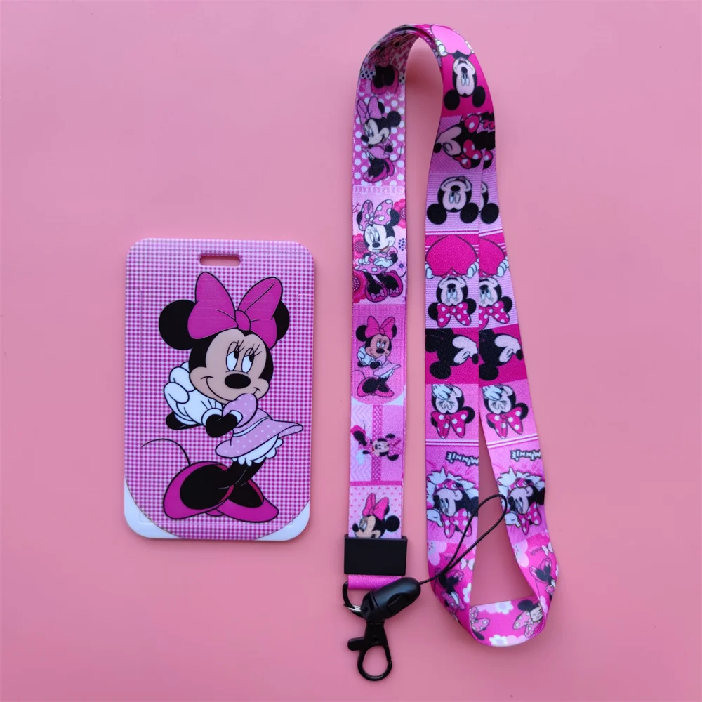 

Disney Minnie Identification Card Case Plaid Credit Card Protector Badge Lanyard Nurse Accessories