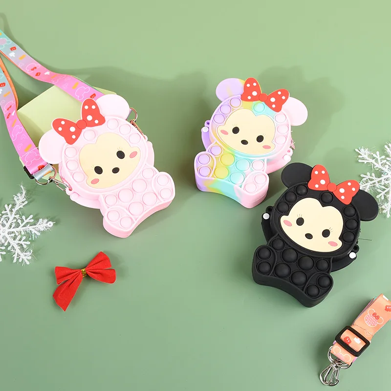 

Fidget Toys Rainbow Pop It Little Mouse Kids Coin Purse Silicone Messenger Bag Spotify Premium Unzip Creative Magic Toy Kid Gift