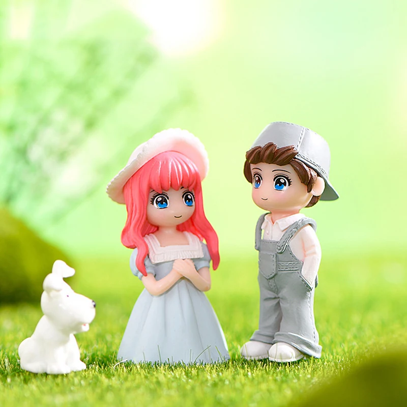 

1set Cartoon Lovely Couple Chair Resin Figurines Miniatures Fairy Garden Home Decor Desk Garden Decorative Craft