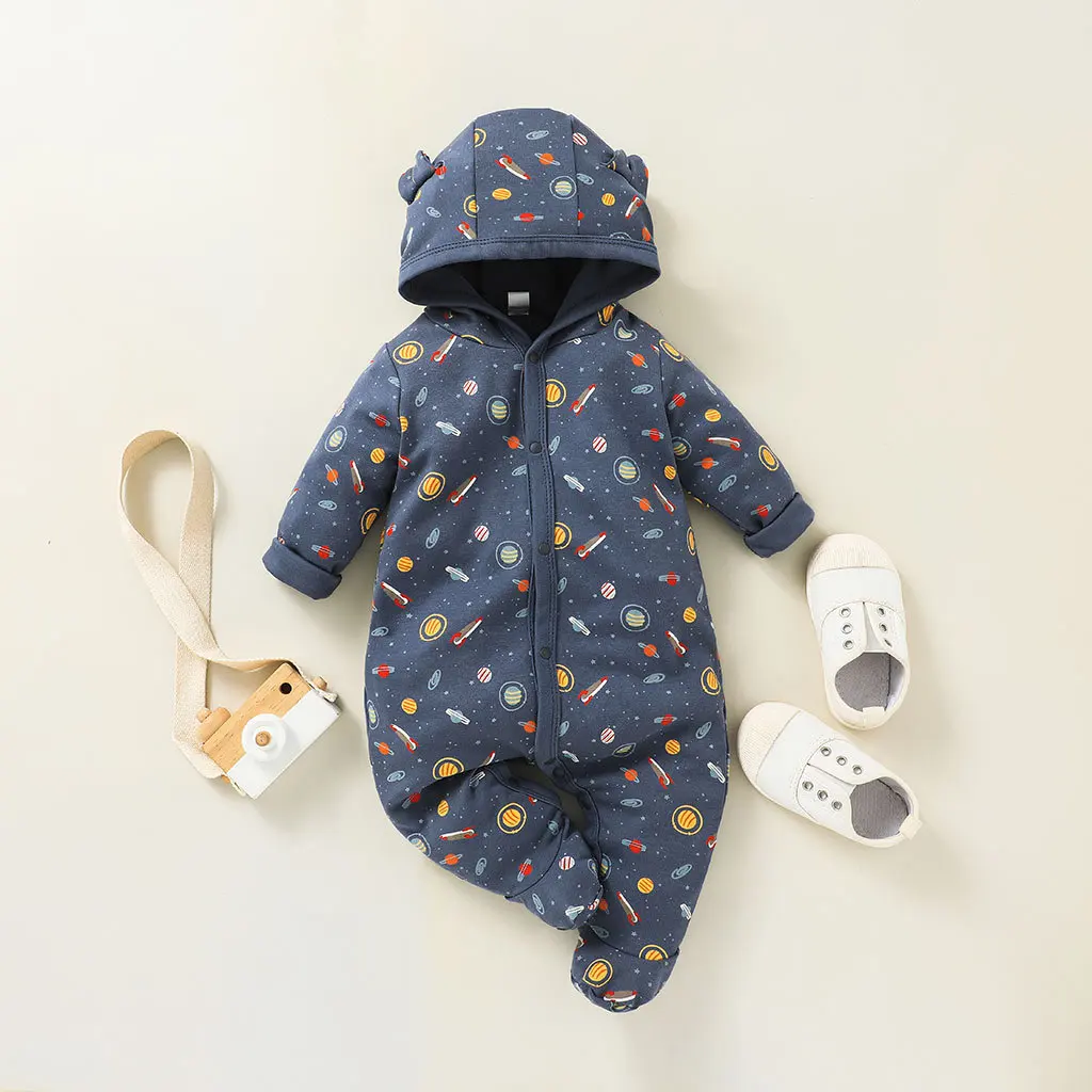 

Toddler Boy Space Astronaut Rocket Planet Print long-sleeve romper baby boy clothing Spring & Autumn