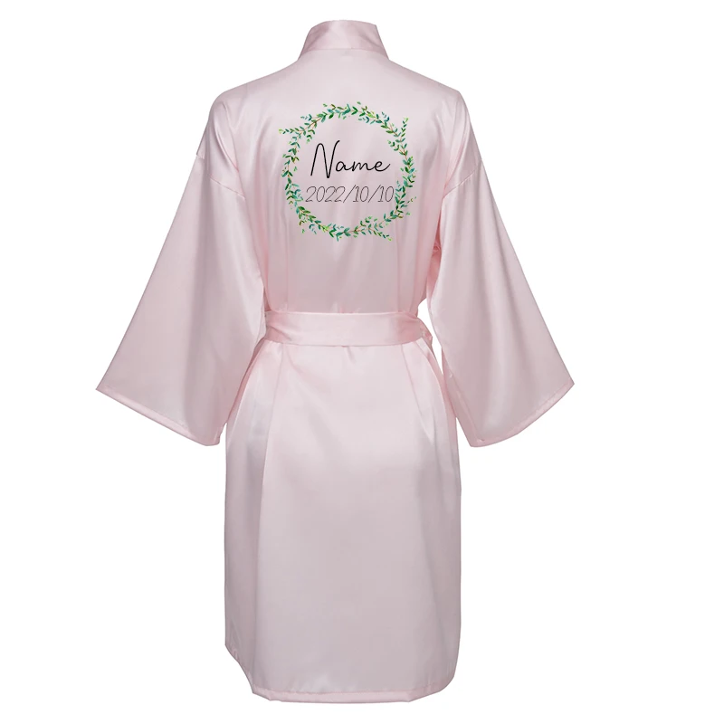 Personalized Bride Robes Custom Garland Decorate Morning RSilky Satin Robes Bridesmaid Team Robes Wedding Bridal Robes Sleepwear
