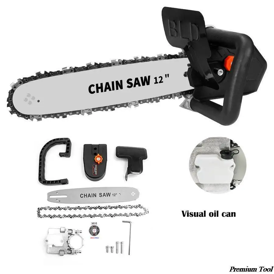 12 Inch Electric Chainsaw Bracket Universal Chain Saw Part Angle Grinder Into ChainSaw Attachment Felling Saw Woodworking Tool