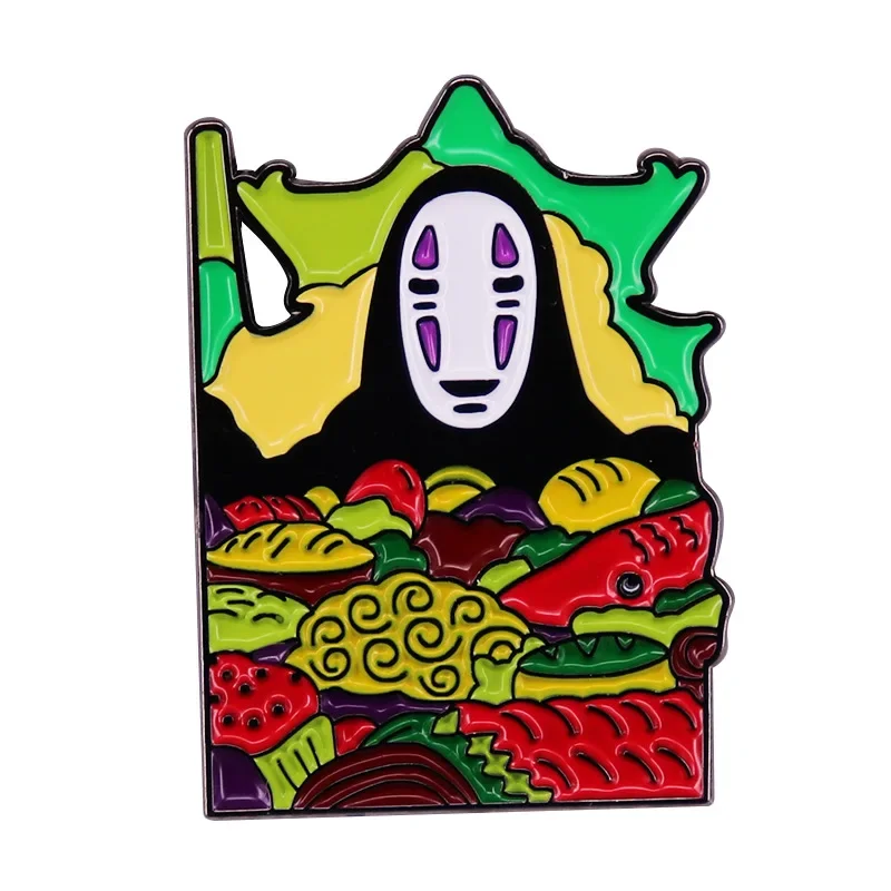 

Anime Spirited Away No Face Man Foodie Metal Enamel Clothes Hat Bag Coats Lapel Badge Brooch Pin