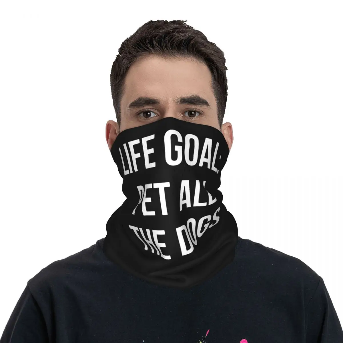 

Life Goal Pet Dogs Bandana Neck Gaiter Printed Dog Quote Gift for Puppy Lover Wrap Scarf Balaclava Outdoor Sprots Unisex Adult